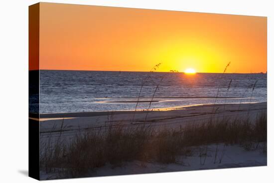 USA, MS, Bay St Louis. Sun Sets Gulf of Mexico. Beach Grasses-Trish Drury-Premier Image Canvas