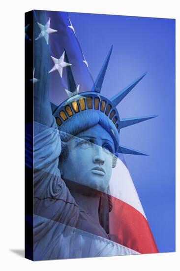 USA, Nevada, Las Vegas. Statue of Liberty and American flag composite.-Jaynes Gallery-Premier Image Canvas