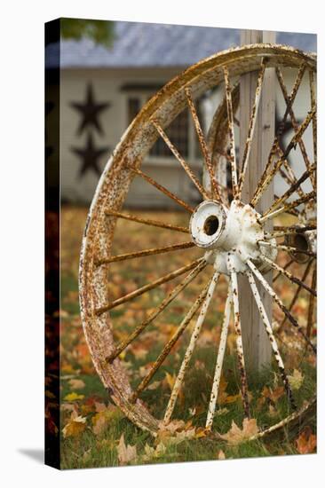 USA, New Hampshire, Lake Winnipesaukee, Moultonborough, Old Wagon Wheel-Walter Bibikow-Premier Image Canvas