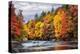 USA, New York, Adirondacks. Long Lake, autumn color along the Raquette River-Ann Collins-Premier Image Canvas