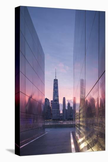 USA, New York City, Lower Manhattan and Freedom Tower from 9-11 Memorial-Walter Bibikow-Premier Image Canvas