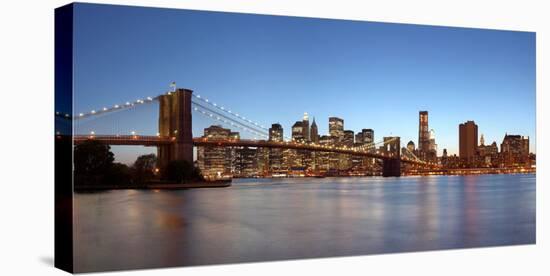 USA, New York City, Manhattan, Brooklyn Bridge, View from Brooklyn, Evening, Panorama-Catharina Lux-Premier Image Canvas