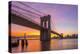 Usa, New York, Manhattan, Brooklyn Bridge and Manhattan Bridge across the East River at Sunrise-Alan Copson-Premier Image Canvas