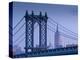 USA, New York, Manhattan, Manhattam Bridge and Empire State Building-Alan Copson-Premier Image Canvas