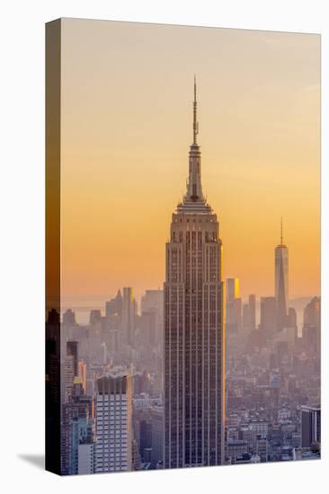 Usa, New York, Midtown and Lower Manhattan, Empire State Building and Freedom Tower-Alan Copson-Premier Image Canvas