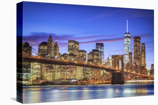 Usa, New York, New York City, Lower Manhattan and Brooklyn Bridge-Michele Falzone-Premier Image Canvas