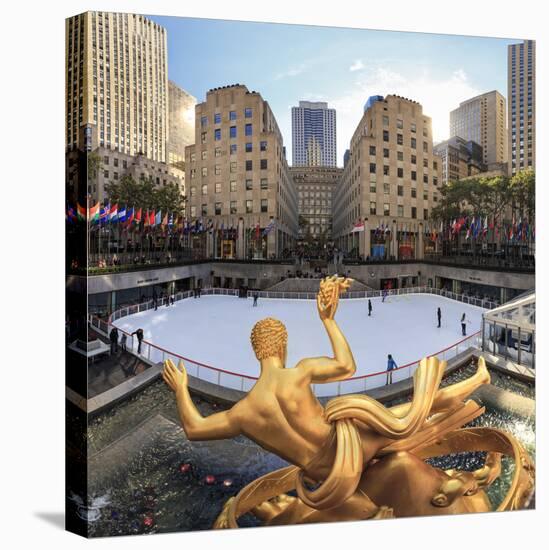 Usa, New York, New York City, Manhattan, Rockefeller Center, Ice Rink-Michele Falzone-Premier Image Canvas