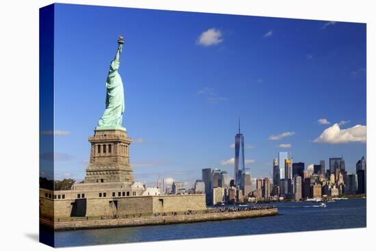 Usa, New York, New York City, Statue of Liberty and Lower Manhattan Skyline-Michele Falzone-Premier Image Canvas