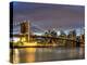 USA, New York. The Brooklyn Bridge and New York City skyline from DUMBO.-Hollice Looney-Premier Image Canvas