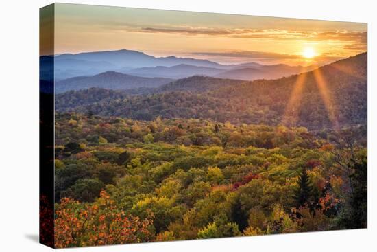 USA, North Carolina, Blue Ridge Parkway. Autumn sunset from Beacon Heights-Ann Collins-Premier Image Canvas