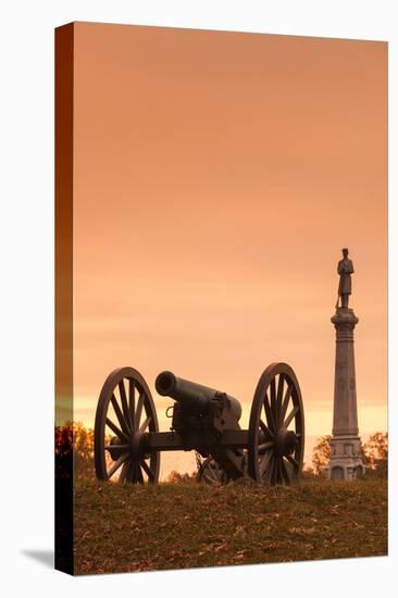 USA, Pennsylvania, Gettysburg, Battlefield Monument and Cannon-Walter Bibikow-Premier Image Canvas