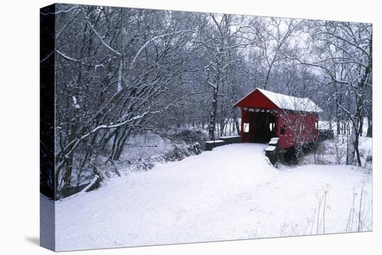 USA, Pennsylvania, Mariana County. Hughes Covered Bridge in Winter-Jaynes Gallery-Premier Image Canvas