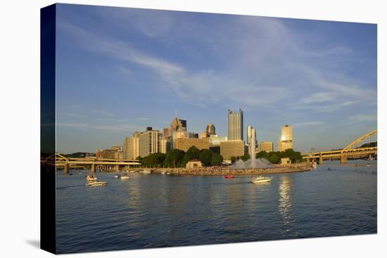 USA, Pennsylvania, Pittsburgh. Boats in Front of Point State Park-Kevin Oke-Premier Image Canvas