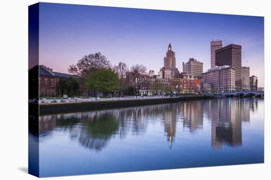 USA, Rhode Island, Providence, city skyline from the Providence River at dawn-Walter Bibikow-Premier Image Canvas