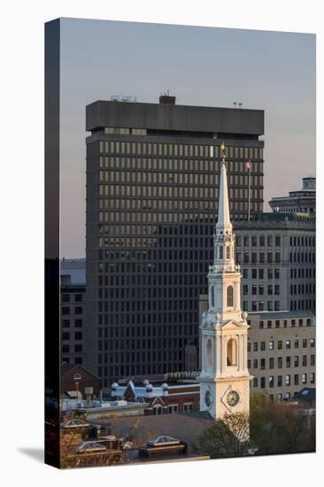 USA, Rhode Island, Providence, First Baptist Church in America and city skyline-Walter Bibikow-Premier Image Canvas