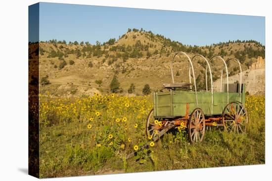 USA, South Dakota, Wild Horse Sanctuary. Scenic with Vintage Wagon-Cathy & Gordon Illg-Premier Image Canvas