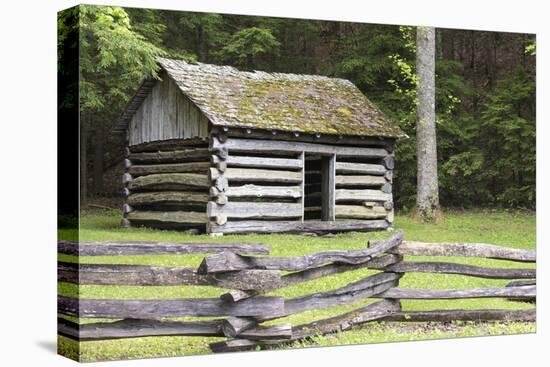 USA, Tennessee. Cades Cove, Great Smoky Mountain National Park Historic building Tipton Oliver blac-Trish Drury-Premier Image Canvas