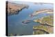 USA, Tennessee. White pelicans curve around islet Tennessee River, Hiwassee Wildlife Refuge-Trish Drury-Premier Image Canvas