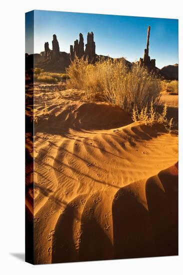USA, Utah, Monument Valley. Totem Pole Formation and Sand Dunes-Jaynes Gallery-Premier Image Canvas