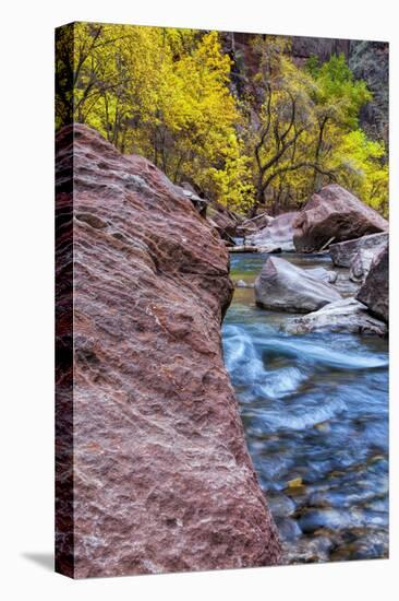 USA, Utah, Zion National Park. Stream in Autumn Landscape-Jay O'brien-Premier Image Canvas