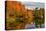 USA, Vermont, Morrisville. Lake Lamoille Reflecting Fall Foliage-Bill Bachmann-Premier Image Canvas