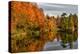 USA, Vermont, Morrisville. Lake Lamoille Reflecting Fall Foliage-Bill Bachmann-Premier Image Canvas