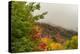 USA, Vermont, New England, Stowe Mt. Mansfield parking lot view with fog on mountains-Alison Jones-Premier Image Canvas