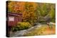 USA, Vermont, Stowe, red mill on Little River as it flows south of Stowe to Winooski River-Alison Jones-Premier Image Canvas