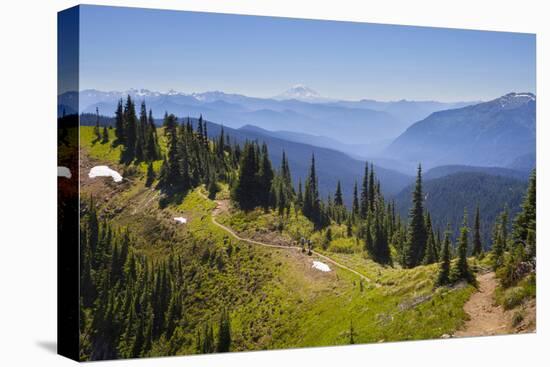 USA, Washington. Backpackers on Cowlitz Divide of Wonderland Trail-Gary Luhm-Premier Image Canvas