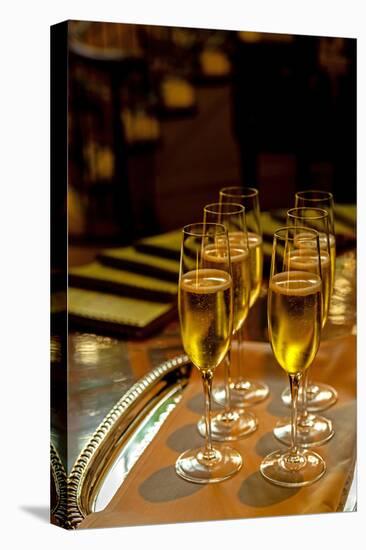 USA, Washington, Seattle. Champagne glasses at formal dinner.-Richard Duval-Premier Image Canvas