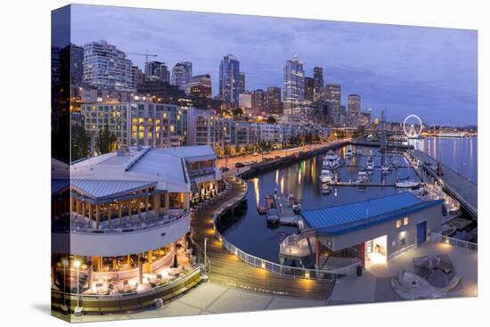 USA, Washington, Seattle. Night Time Skyline from Pier 66-Brent Bergherm-Premier Image Canvas