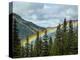 Usa, Washington State, Crystal Mountain. Rainbow in valley through trees.-Merrill Images-Premier Image Canvas