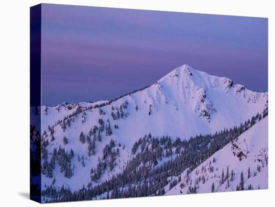 Usa, Washington State, Crystal Mountain. 'The King' summit and snow-filled bowls at sunset.-Merrill Images-Premier Image Canvas