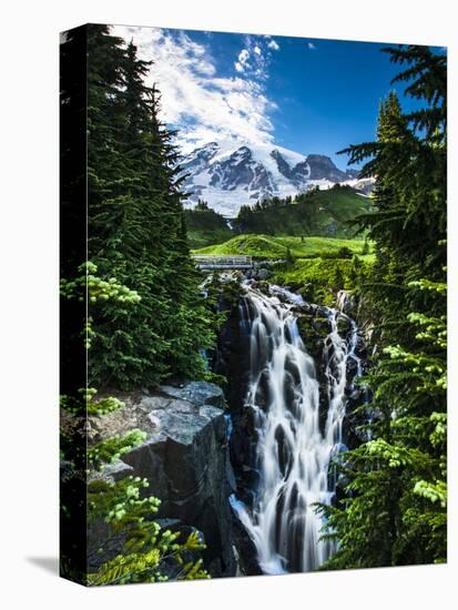 USA, Washington State, Mount Rainier National Park, Mount Rainier, waterfall-George Theodore-Premier Image Canvas