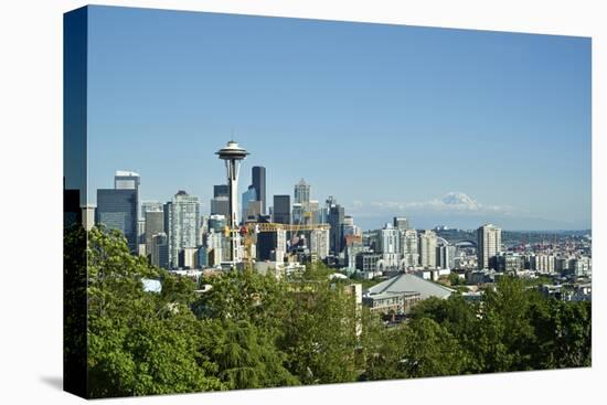 Usa, Washington State, Seattle. Queen Anne, Downtown view from Kerry Park, Mount Saint Helens in th-Michele Molinari-Premier Image Canvas