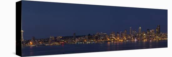 USA, Washington State. Seattle skyline, panorama, night-George Theodore-Premier Image Canvas