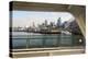 USA, Washington State, Seattle. Waterfront in morning sun framed by ferry structure. Seattle Great -Trish Drury-Premier Image Canvas