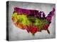 Usa Watercolor Map 4-NaxArt-Stretched Canvas