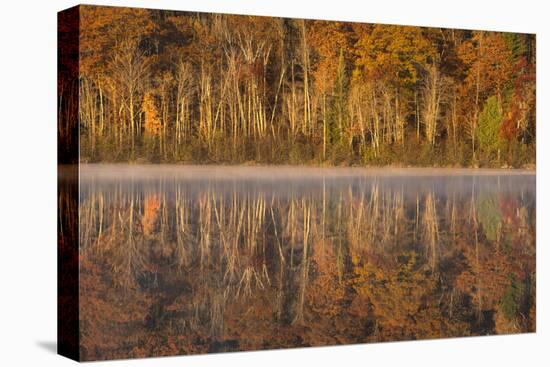 USA, Wisconsin. A cold morning on a Mill pond Lake in Autumn.-Brenda Tharp-Premier Image Canvas