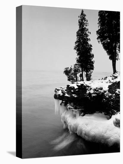 Usa, Wisconsin, Lake Michigan, Shore Scenic, Winter (B&W)-Alex L. Fradkin-Premier Image Canvas