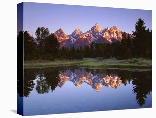 USA, Wyoming, Grand Teton Grand Tetons Reflect in Snake River-Jaynes Gallery-Premier Image Canvas