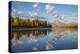 USA, Wyoming, Grand Teton National Park, Mt. Moran along the Snake River in autumn.-Elizabeth Boehm-Premier Image Canvas