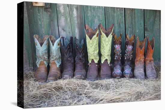 Usa, Wyoming, Shell, The Hideout Ranch, Five Pairs of Cowboy Boots-Hollice-Premier Image Canvas