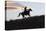 USA, Wyoming, Shell, The Hideout Ranch, Silhouette of Cowgirl with Horse at Sunset-Hollice Looney-Premier Image Canvas