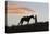 USA, Wyoming, Shell, The Hideout Ranch, Silhouette of Cowgirl with Horse at Sunset-Hollice Looney-Premier Image Canvas