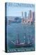 USS Constitution and Boston Skyline-Lantern Press-Stretched Canvas