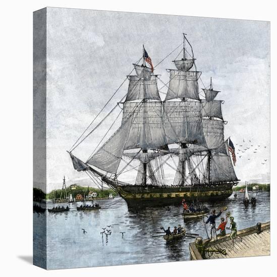 USS "Constitution" Being Towed Out of Boston Harbor, 1812-null-Premier Image Canvas