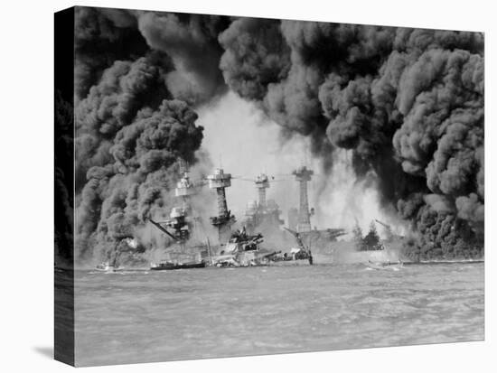 USS West Virginia and USS Tennessee Damaged or Sunk During Japanese Surprise Attack on Pearl Harbor-null-Premier Image Canvas