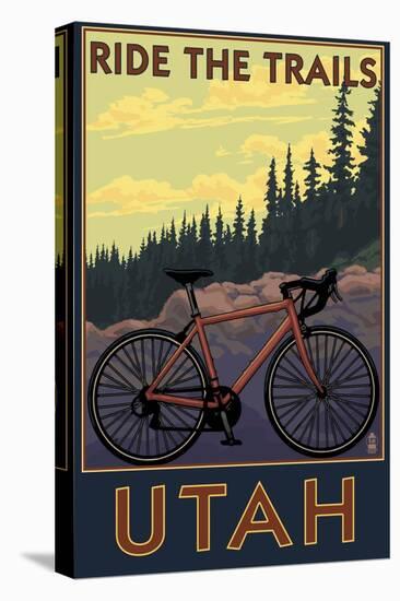 Utah - Mountain Bike Scene-Lantern Press-Stretched Canvas