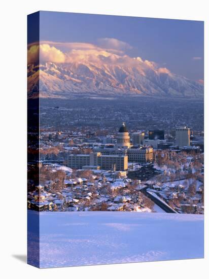 Utah State Capitol with the Wasatch Mountains, Salt Lake City, Utah-Scott T^ Smith-Premier Image Canvas